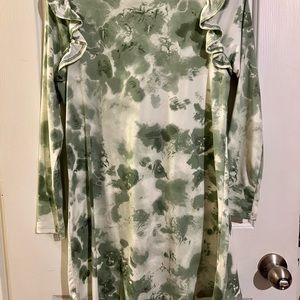 Tie Die green and white dress.